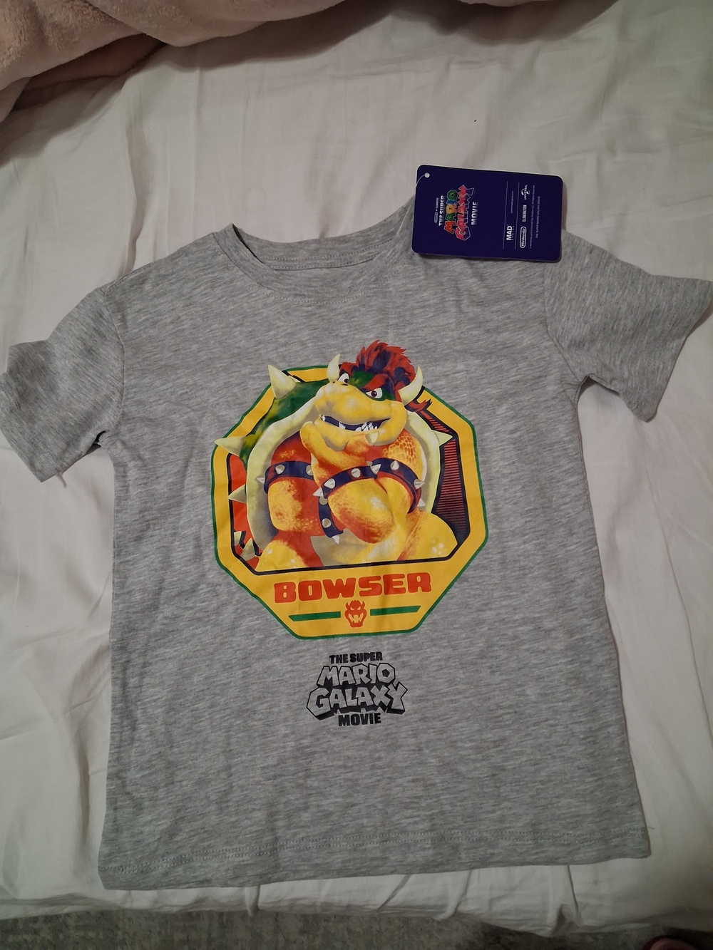 Nintendo Boys' Grey Tee with Colorful Bowser Graphic